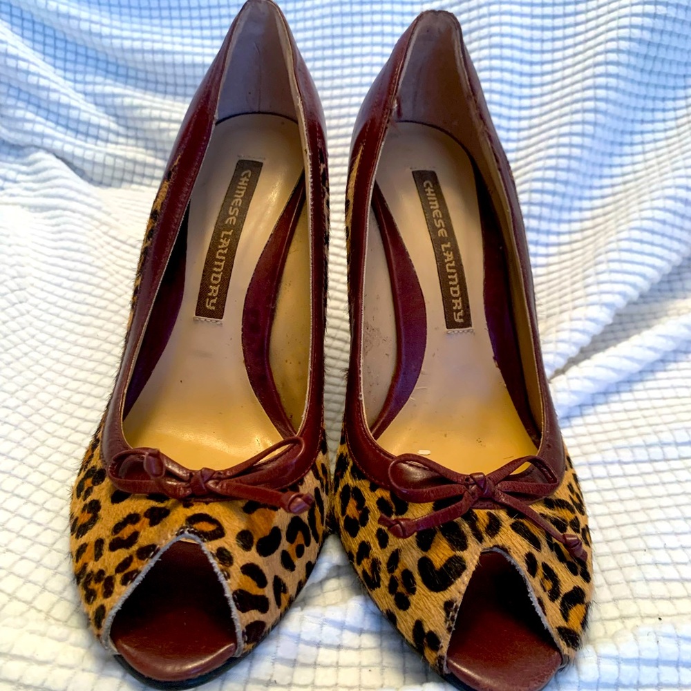 Chinese Laundry Peep Toe Cheetah Wedge
